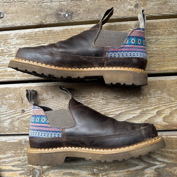 Georgia Boot Brown Leather and Blue Print Romeo Shoe GB00460 in Women's 10M - Picture 4 of 11